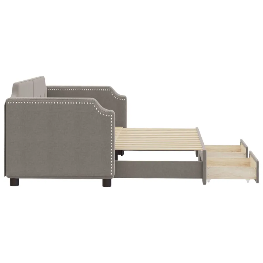 Lit de jour avec gigogne et tiroirs sans matelas taupe 80x200cm - 4