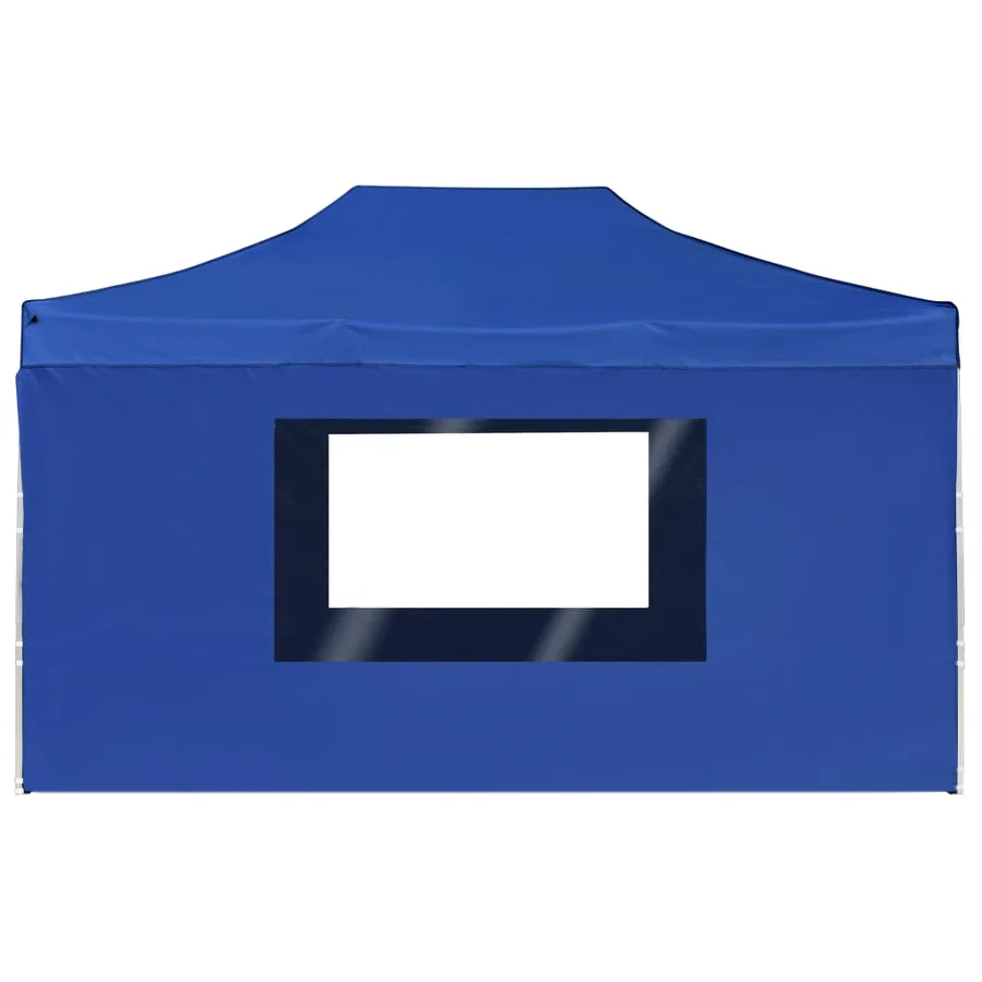 Tente de réception pliable avec parois Aluminium 4,5x3 m Bleu - 6