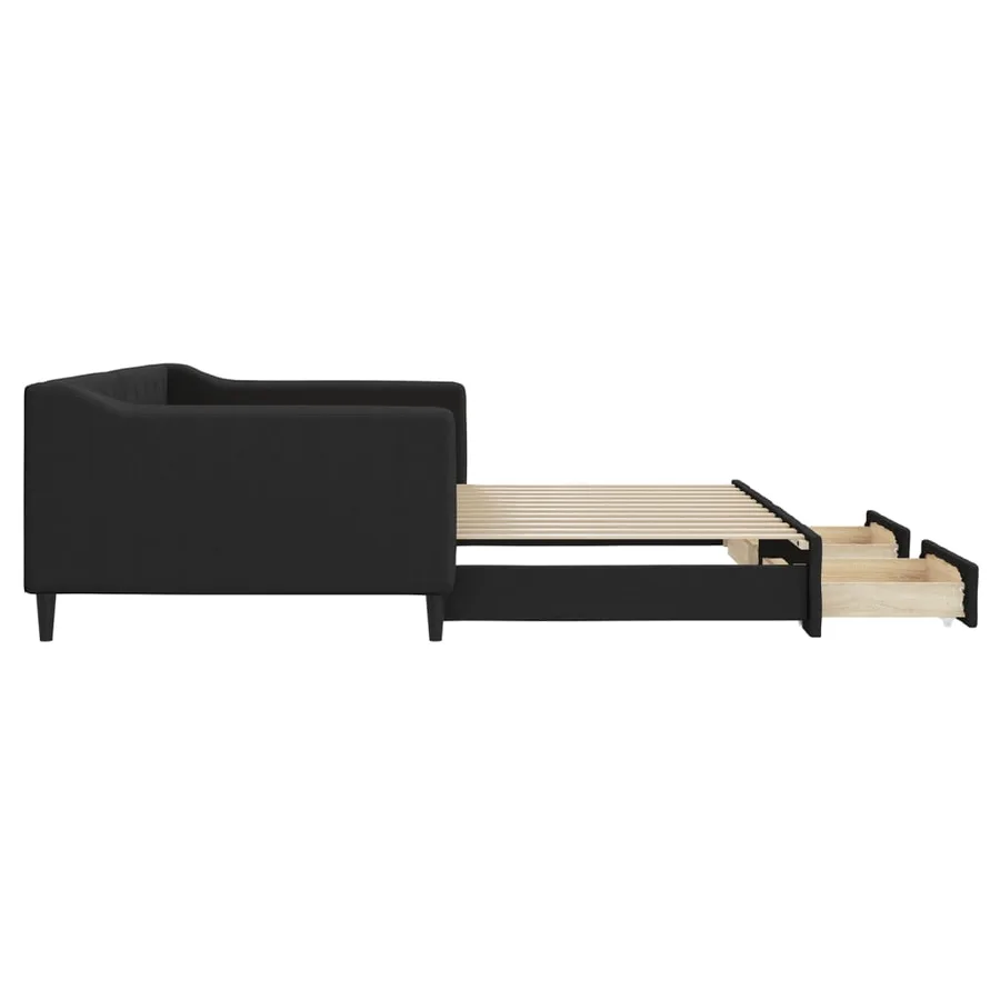 Lit de jour avec gigogne et tiroirs sans matelas noir 100x200cm - 7