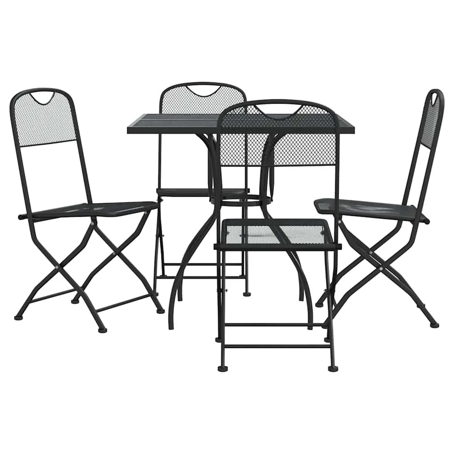 Ensemble à manger de jardin 5 pcs anthracite métal maille - 2