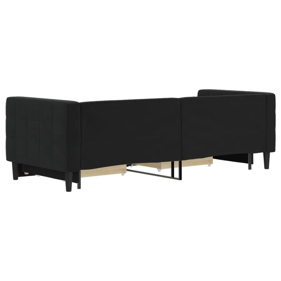 Lit de jour avec gigogne et tiroirs sans matelas noir 80x200 cm - 5