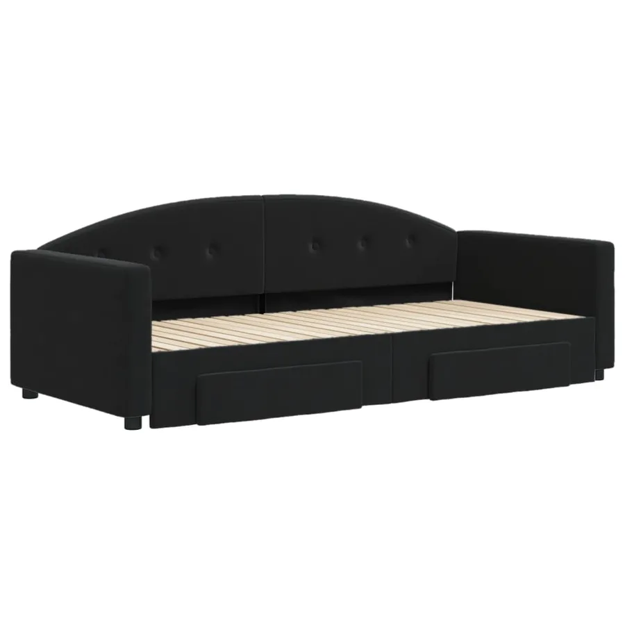 Lit de jour avec gigogne et tiroirs sans matelas noir 90x200 cm - 3