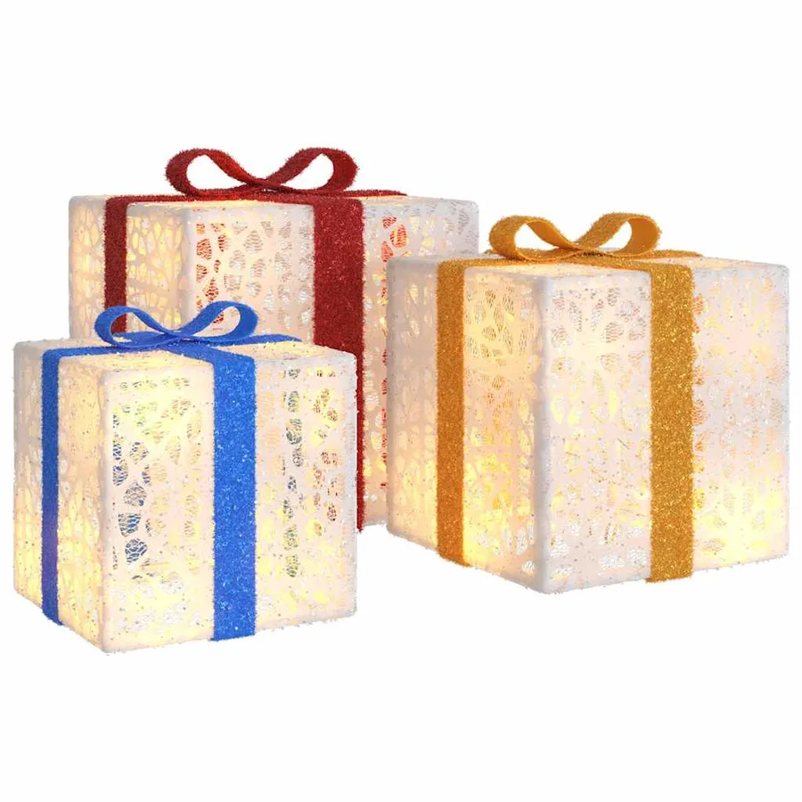 Boîtes de Noël lumineuses 3 pcs 64 LED blanc chaud - 2