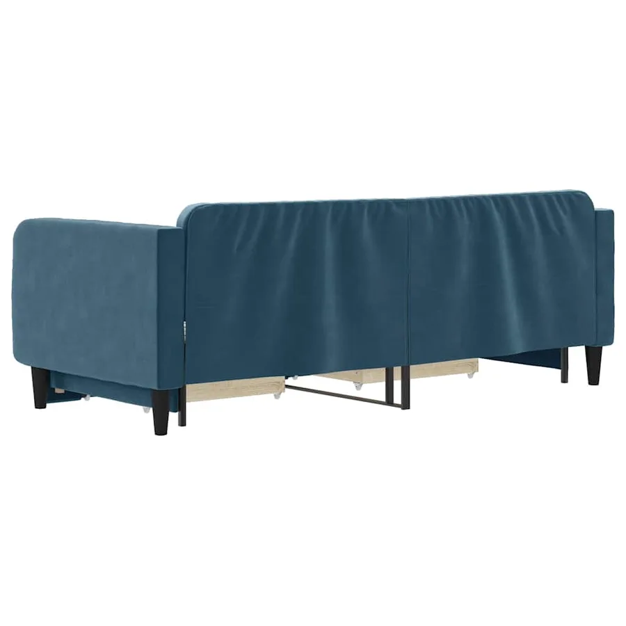Lit de jour avec gigogne et tiroirs sans matelas bleu 90x200 cm - 10