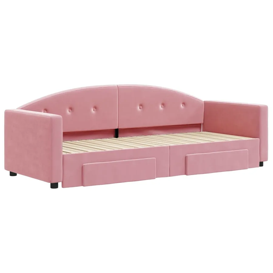 Lit de jour avec gigogne et tiroirs sans matelas rose 80x200 cm - 3