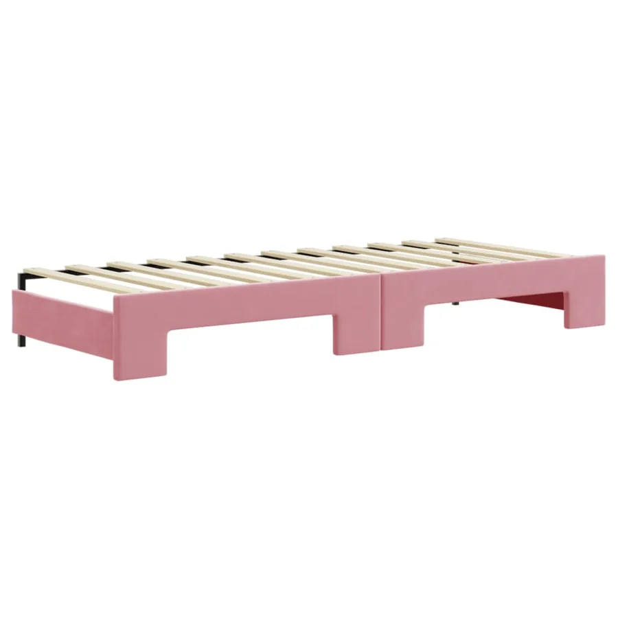 Lit de jour avec gigogne et tiroirs sans matelas rose 80x200 cm - 6
