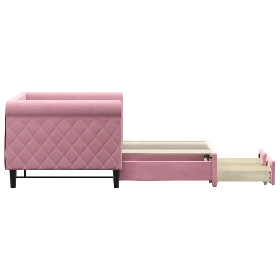 Lit de jour avec gigogne et tiroirs sans matelas rose 80x200 cm - 4