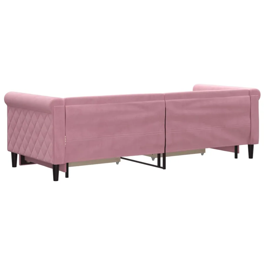 Lit de jour avec gigogne et tiroirs sans matelas rose 80x200 cm - 5