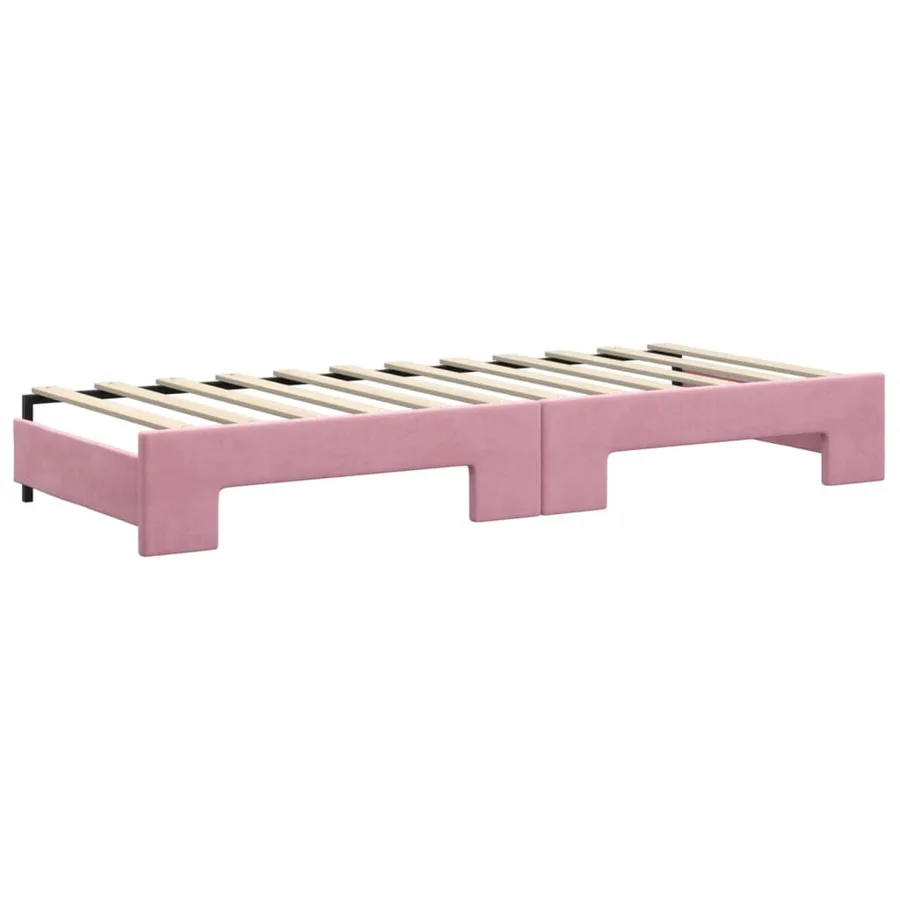 Lit de jour avec gigogne et tiroirs sans matelas rose 80x200 cm - 8