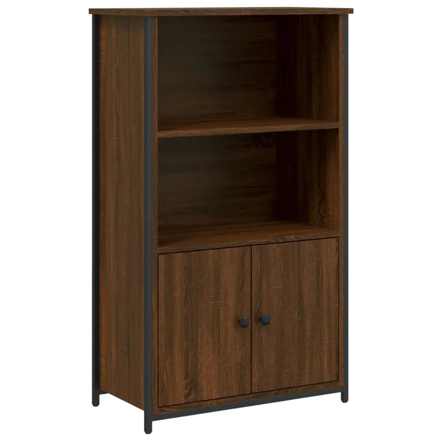 Buffet haut chêne marron 62x32x103,5 cm bois d'ingénierie - 2