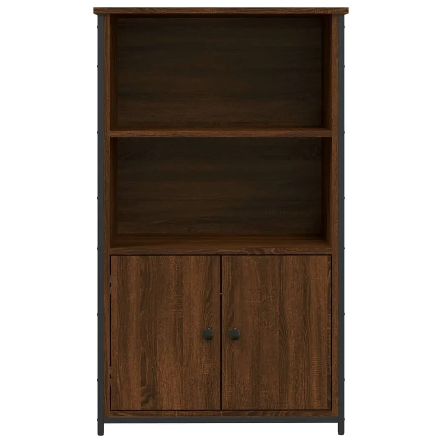 Buffet haut chêne marron 62x32x103,5 cm bois d'ingénierie - 5