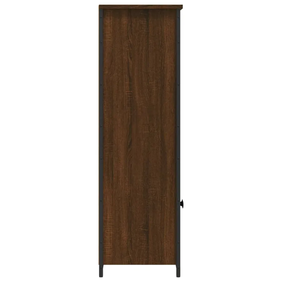Buffet haut chêne marron 62x32x103,5 cm bois d'ingénierie - 6