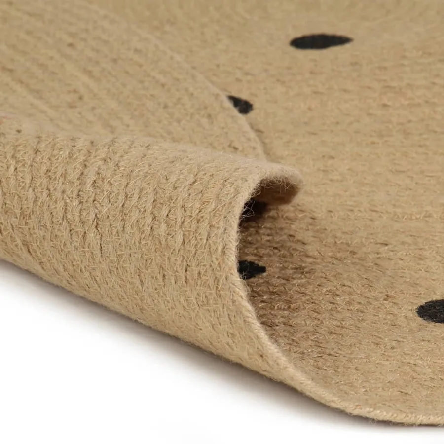 Tapis fait à la main Jute avec imprimé à pois 150 cm - 2