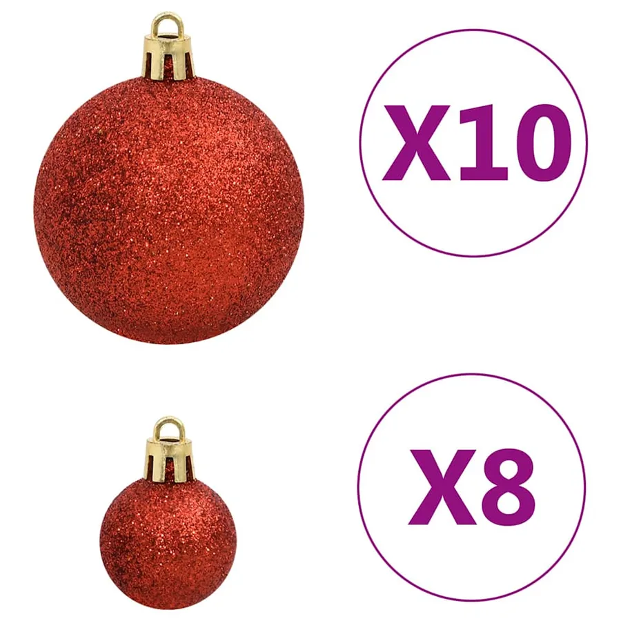 Ensemble de boules de Noël 112 pcs rouge vert doré polystyrène - 7