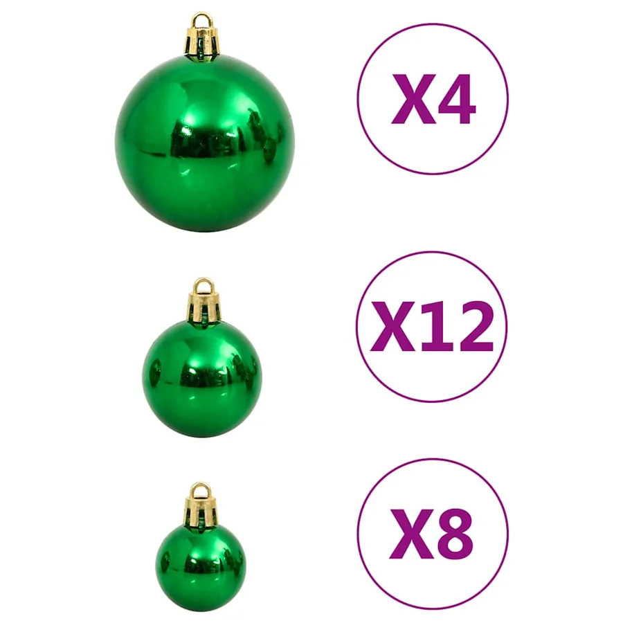 Ensemble de boules de Noël 112 pcs rouge vert doré polystyrène - 9
