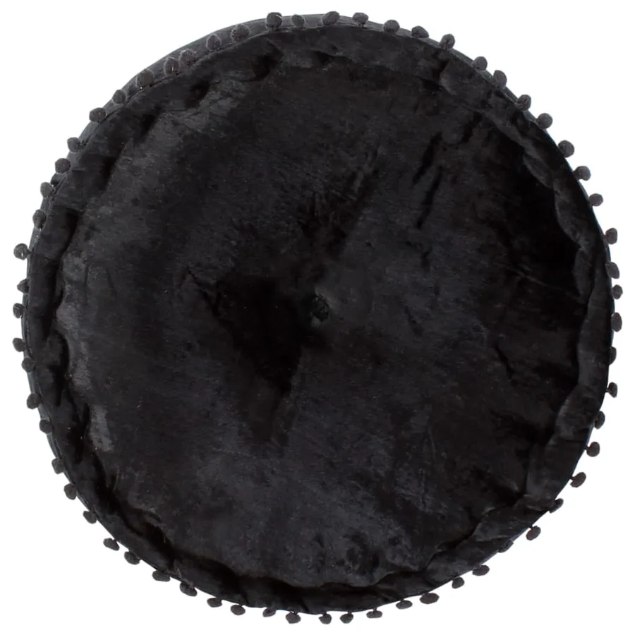 Pouf Rond Velours 40x20 cm Anthracite - 2