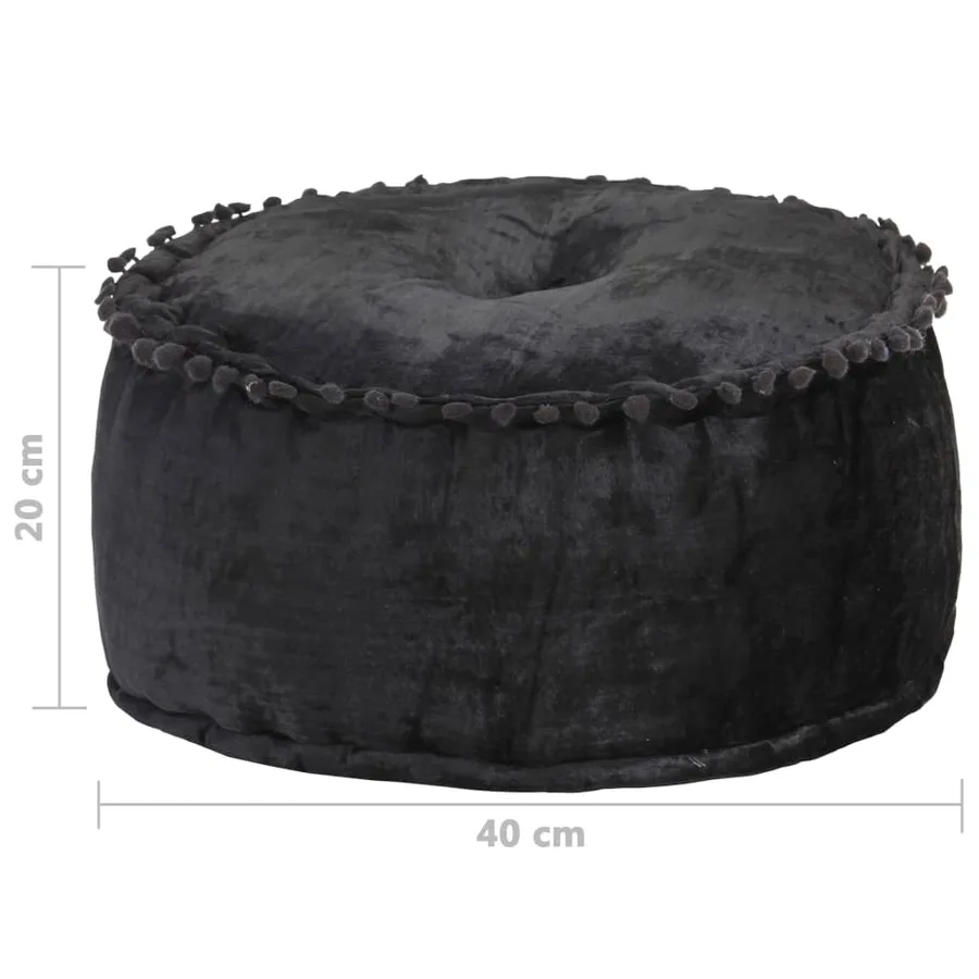 Pouf Rond Velours 40x20 cm Anthracite - 4