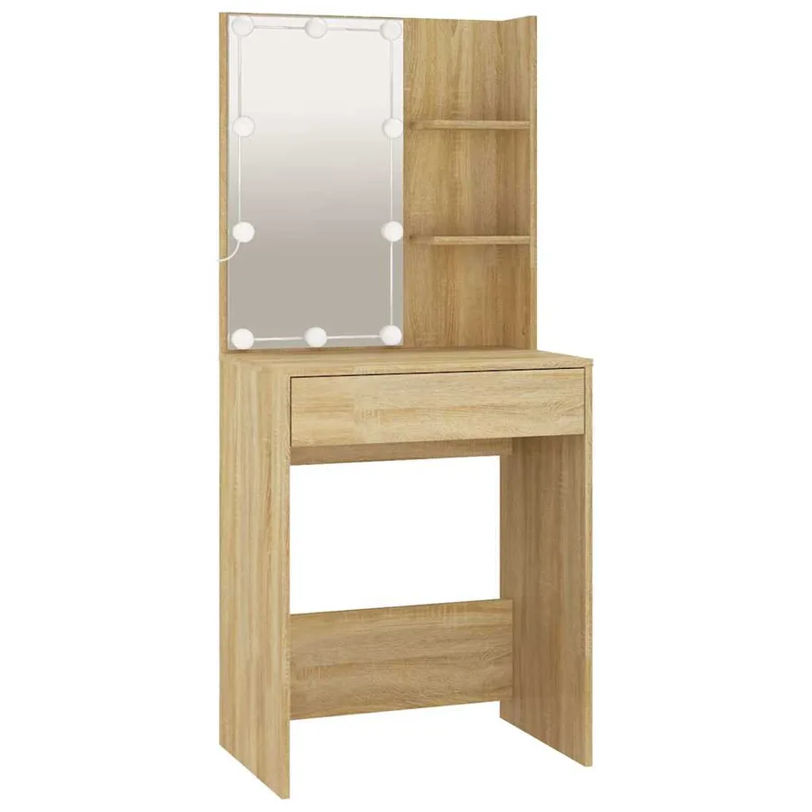 Ensemble de coiffeuse avec LED Chêne Sonoma Bois d'ingénierie - 8