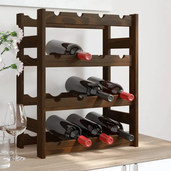 Casier à bouteilles pour 16 bouteilles marron bois pin solide