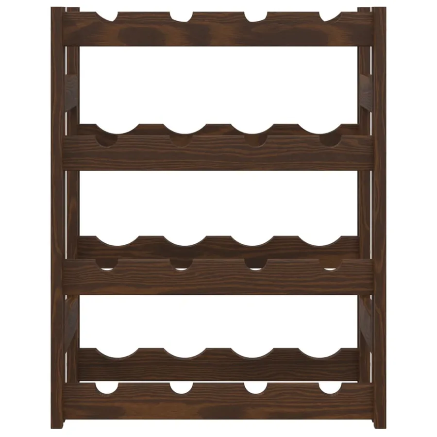 Casier à bouteilles pour 16 bouteilles marron bois pin solide - 3