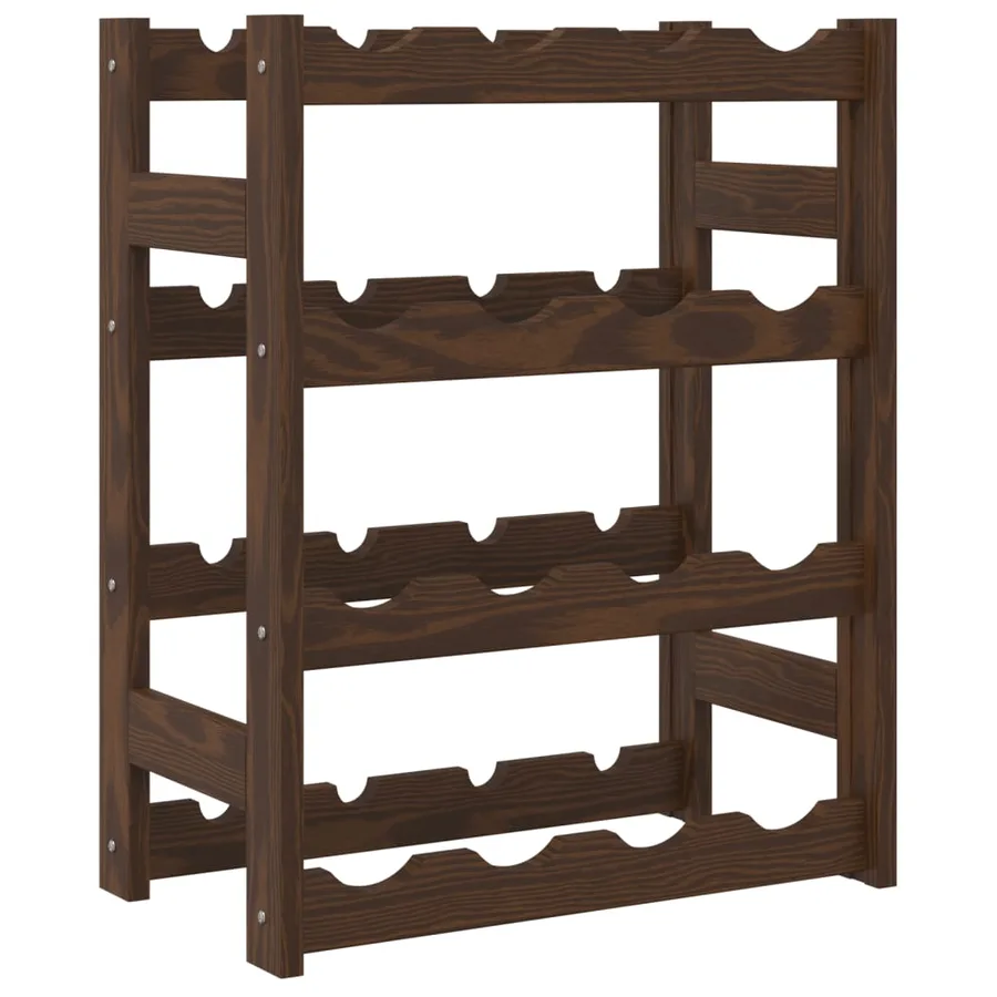 Casier à bouteilles pour 16 bouteilles marron bois pin solide - 5