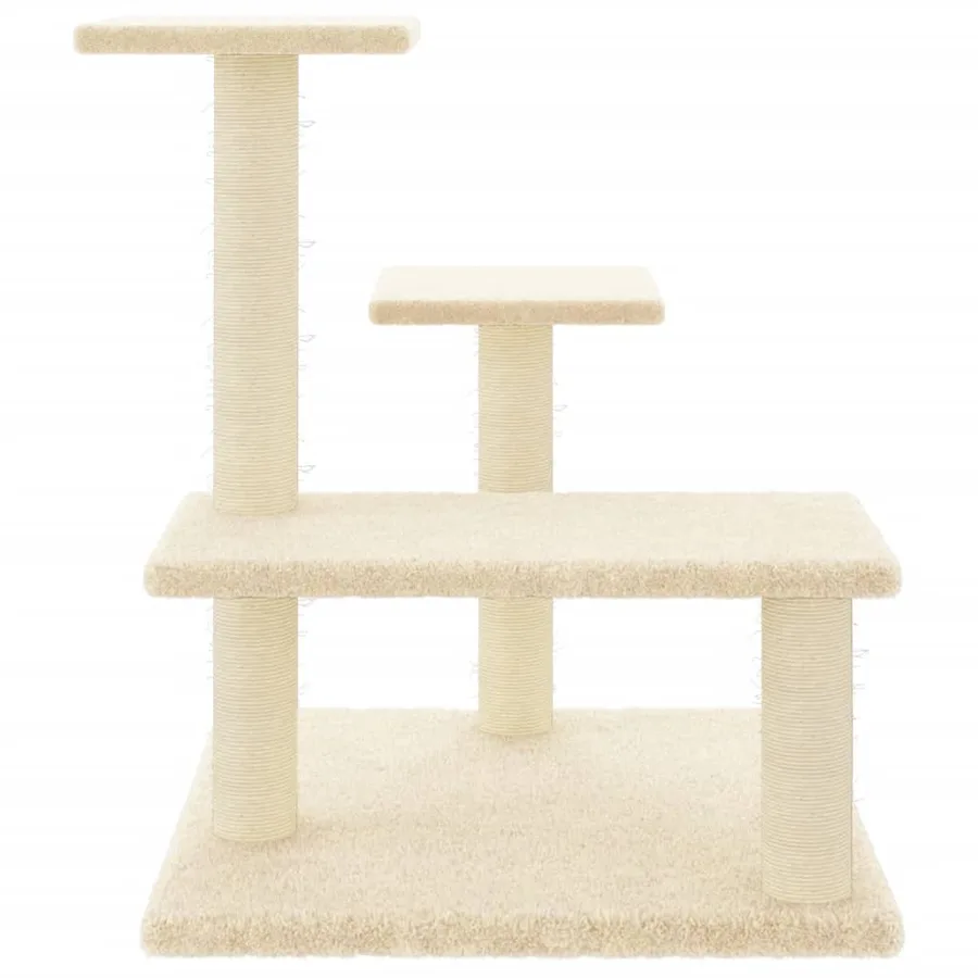 Arbre à chat avec griffoirs en sisal crème 61 cm - 3
