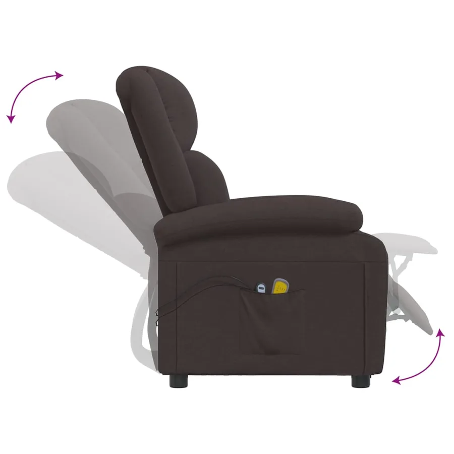 Fauteuil électrique de massage Marron foncé Tissu - 7