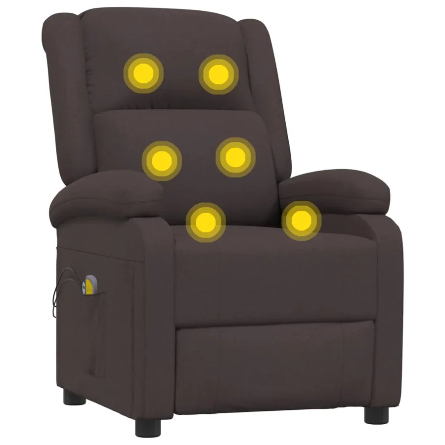 Fauteuil électrique de massage Marron foncé Tissu - 8