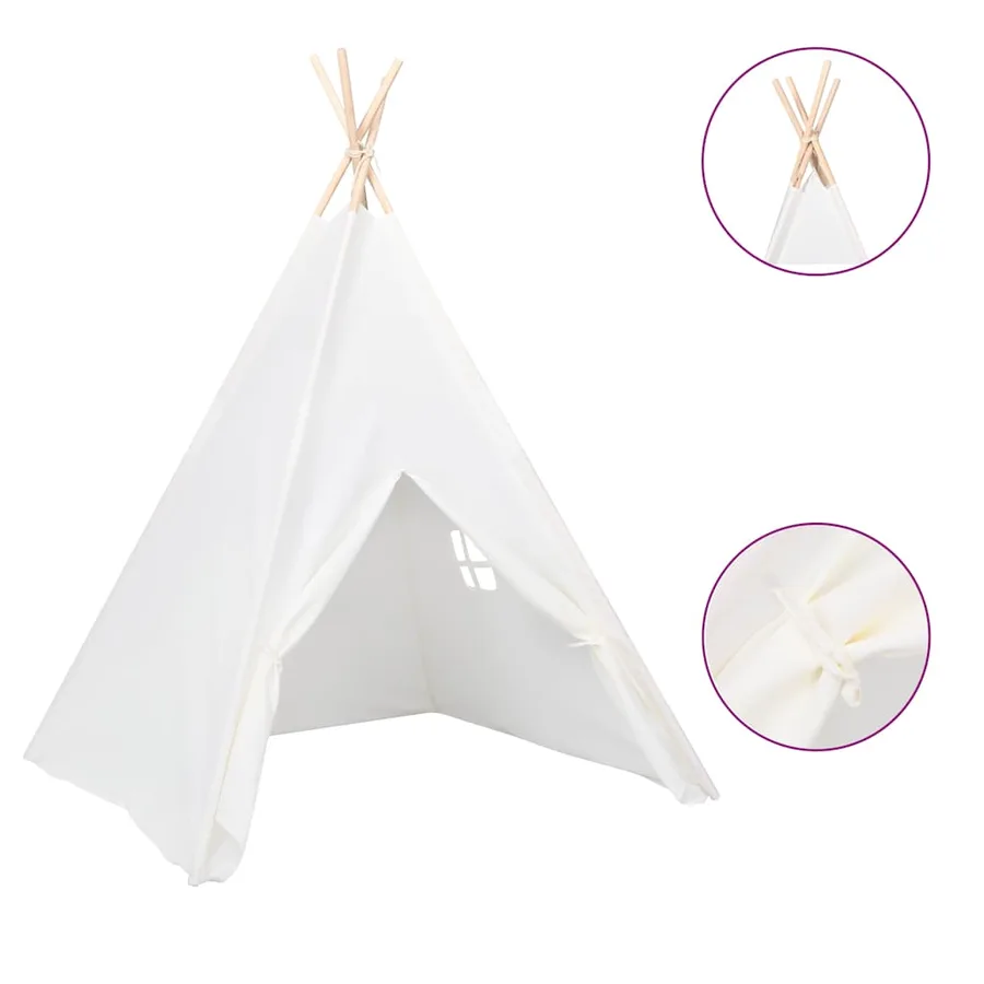 Tente tipi d'enfants avec sac Peau de pêche Blanc 120x120x150cm - 2