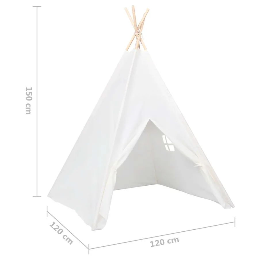 Tente tipi d'enfants avec sac Peau de pêche Blanc 120x120x150cm - 8