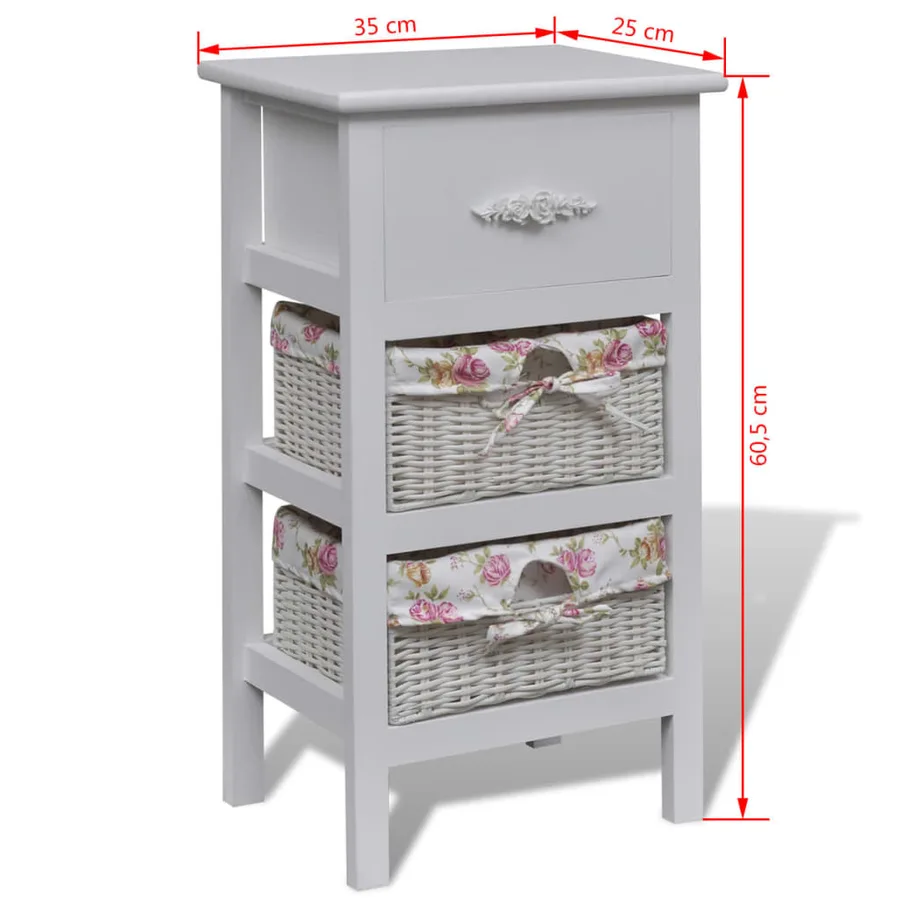 Armoire avec 1 tiroir et 2 paniers Blanc Bois de Paulownia - 6