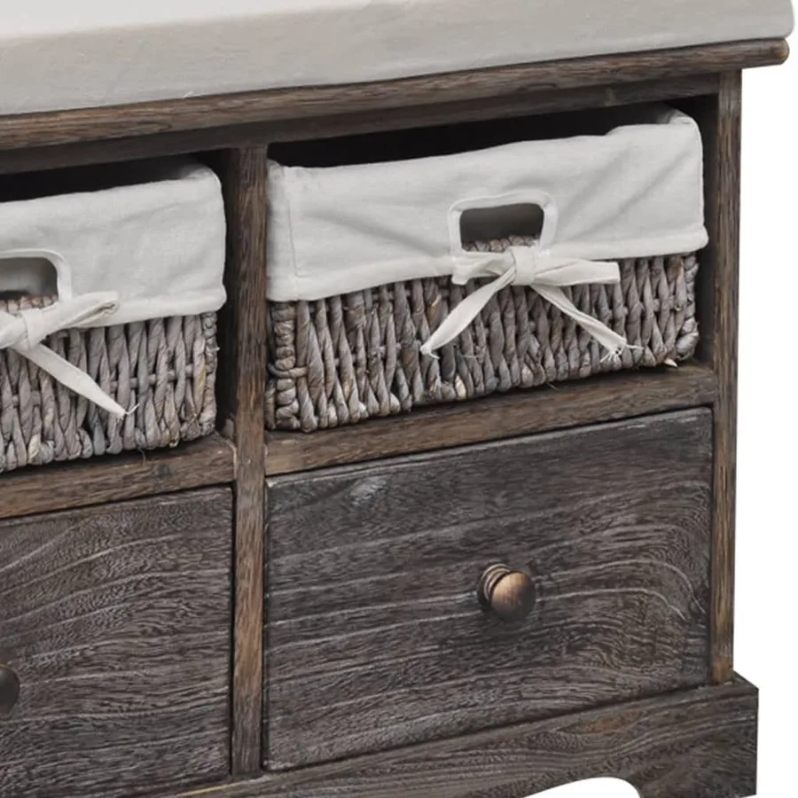 Banc de rangement Marron 62x33x42 cm Bois de paulownia - 5