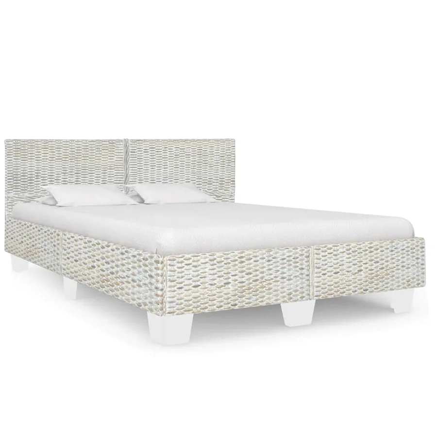 Cadre de lit Gris Rotin naturel 160 x 200 cm