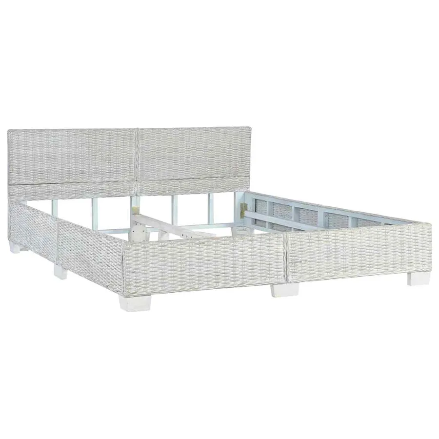 Cadre de lit Gris Rotin naturel 160 x 200 cm - 2