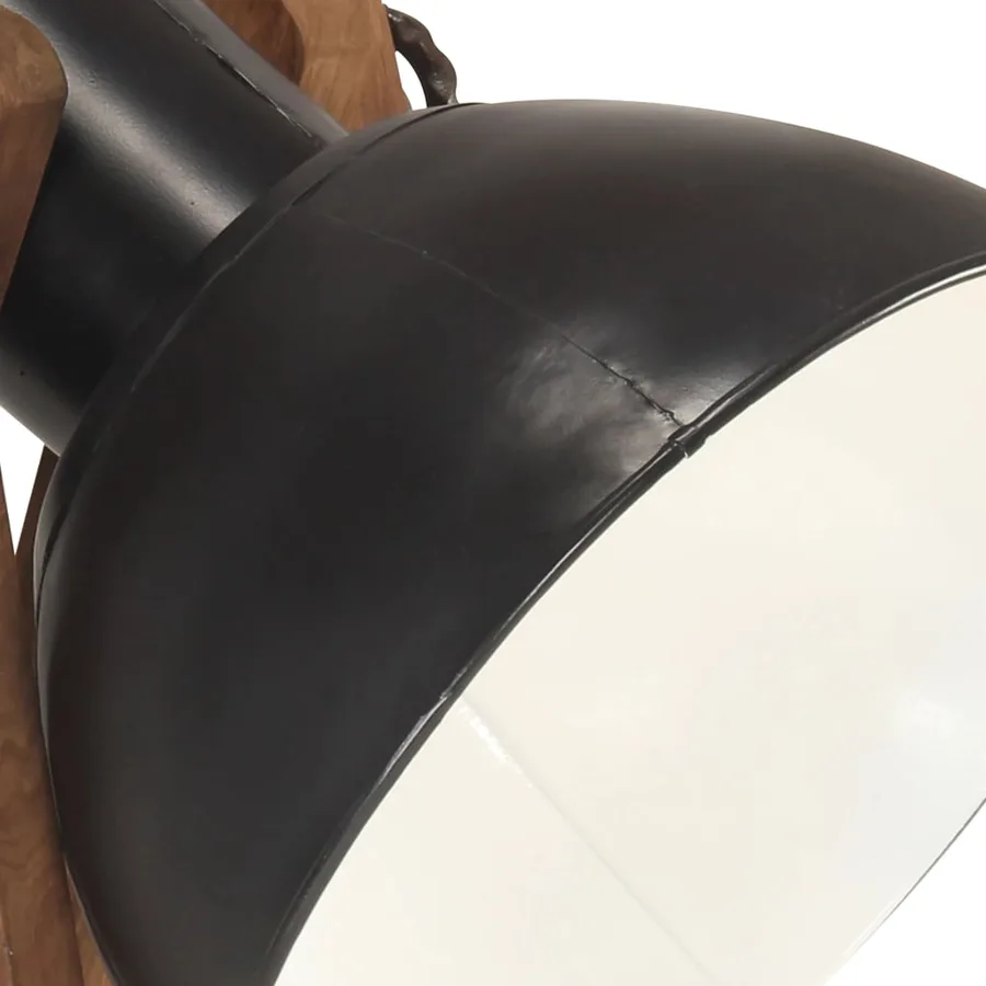 Lampadaire Noir E27 Bois de manguier massif - 7