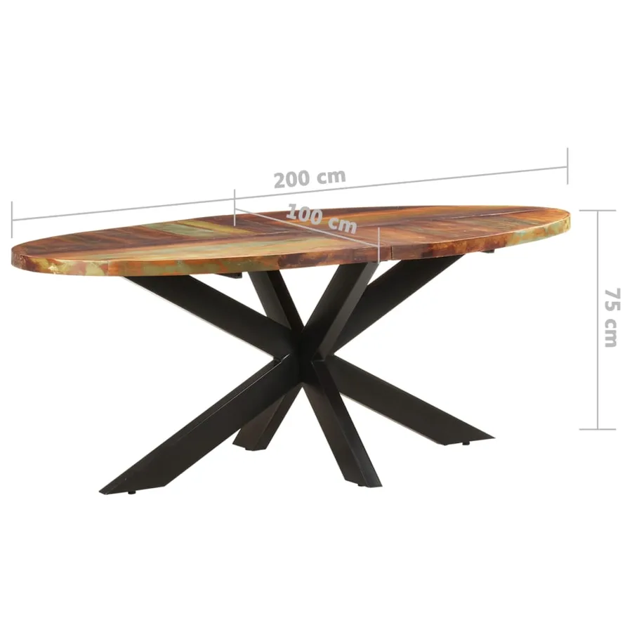 Table à dîner ovale 200x100x75 cm Bois de récupération solide - 6
