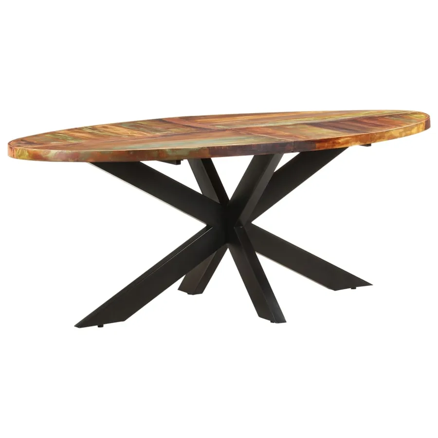 Table à dîner ovale 200x100x75 cm Bois de récupération solide - 7