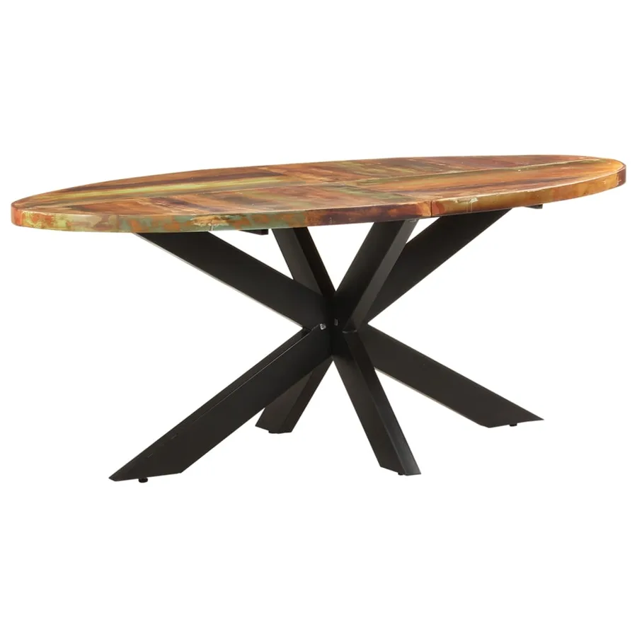 Table à dîner ovale 200x100x75 cm Bois de récupération solide - 9