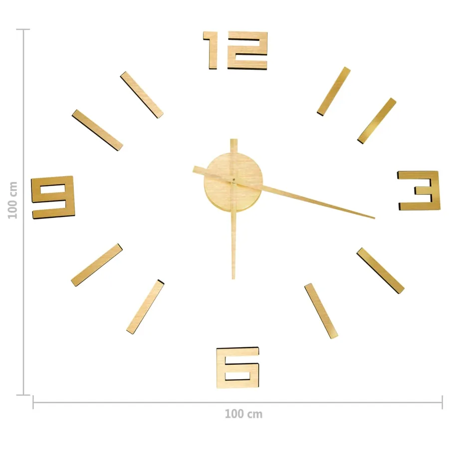 Horloge murale 3D Design moderne Doré 100 cm XXL - 5