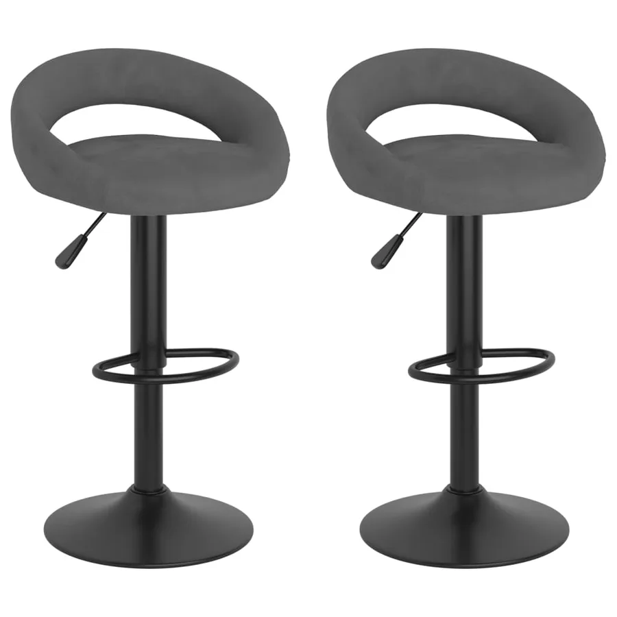 Tabourets de bar lot de 2 gris foncé velours - 2