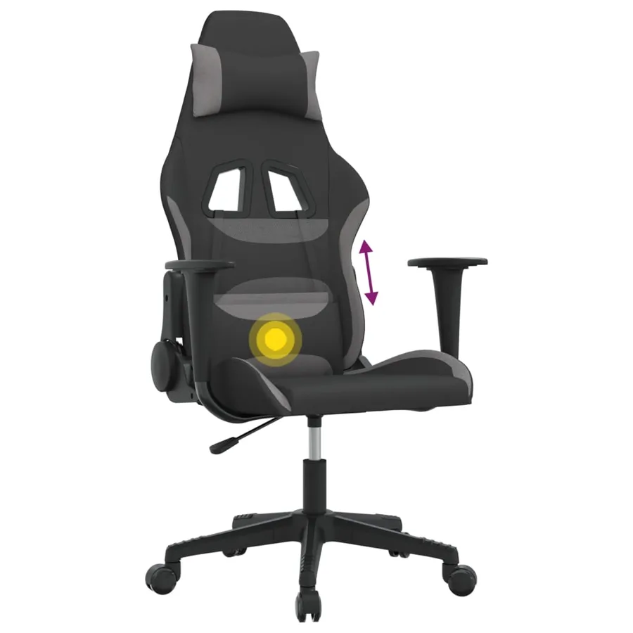 Chaise de jeu de massage Noir et gris clair Tissu - 7