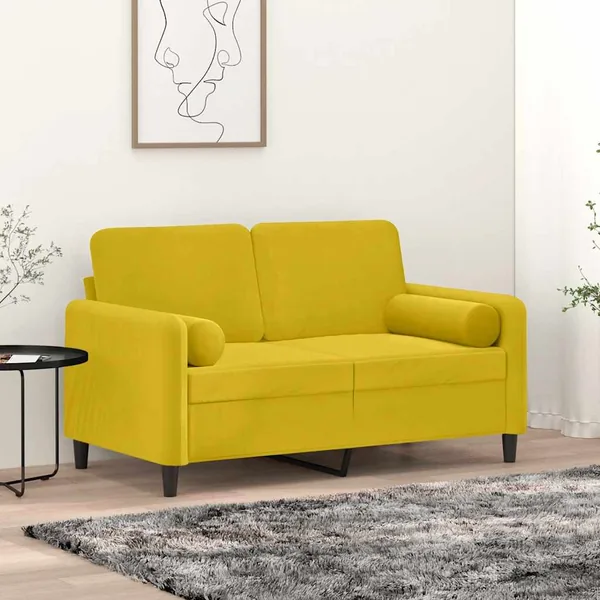 Coussins décoratifs lot de 2 Jaune Ø15x50 cm Velours