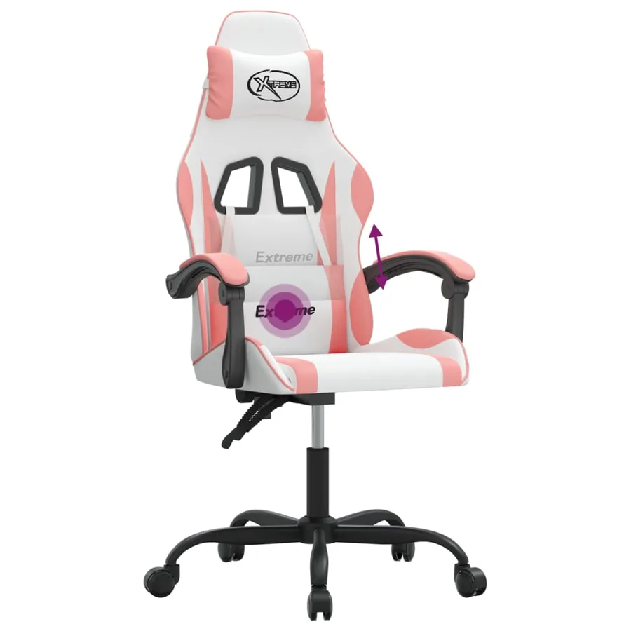 Chaise de jeu pivotante Blanc et rose Similicuir - 11