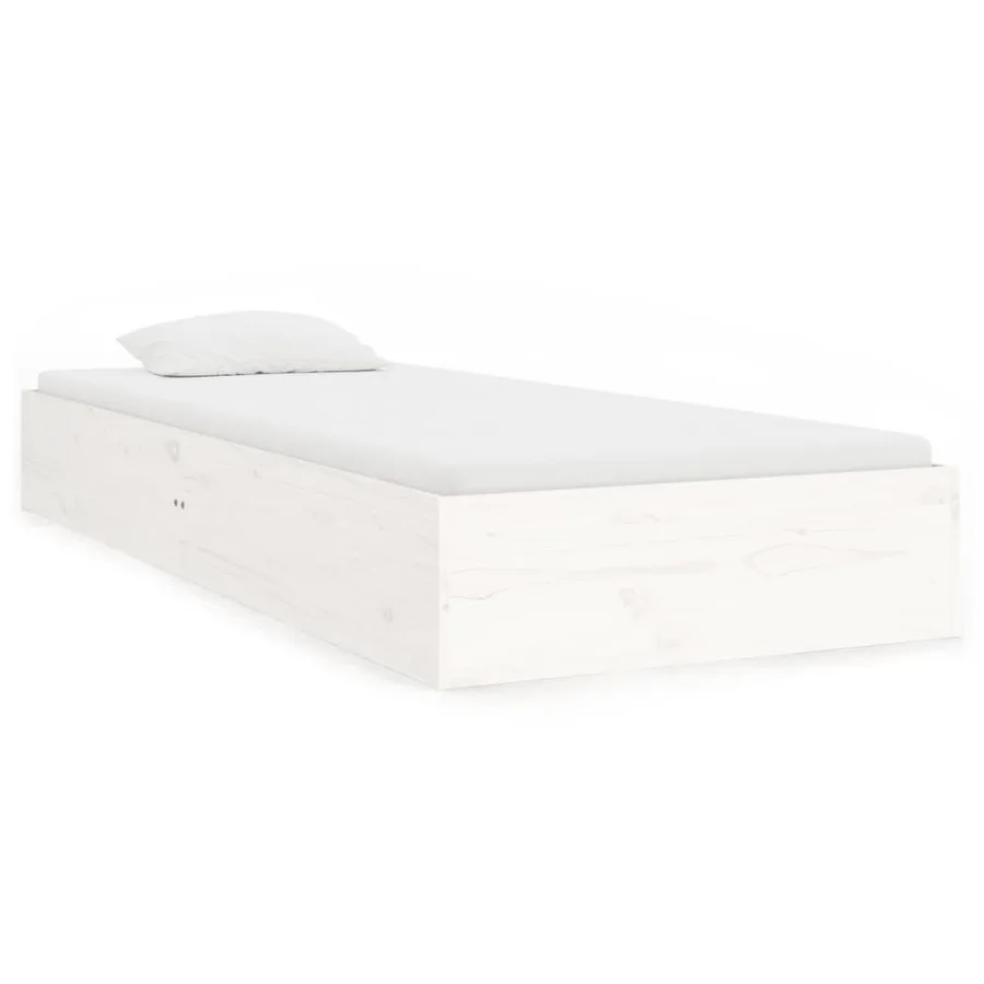 Cadre de lit sans matelas blanc bois massif 90x190 cm - 2