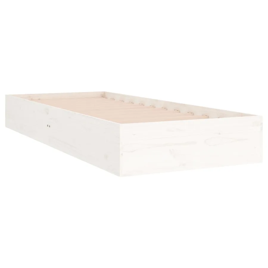 Cadre de lit sans matelas blanc bois massif 90x190 cm - 3