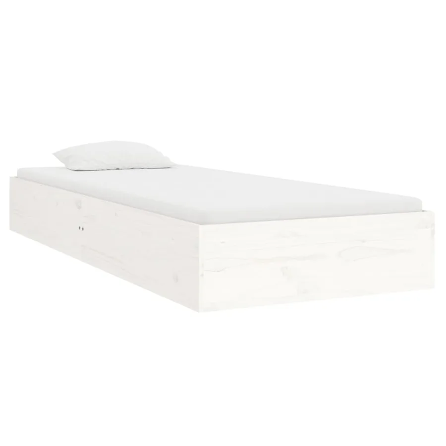 Cadre de lit sans matelas blanc bois massif 90x190 cm - 4