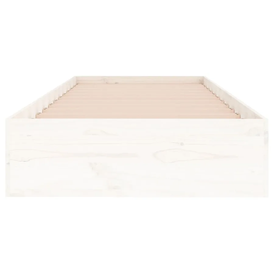 Cadre de lit sans matelas blanc bois massif 90x190 cm - 5