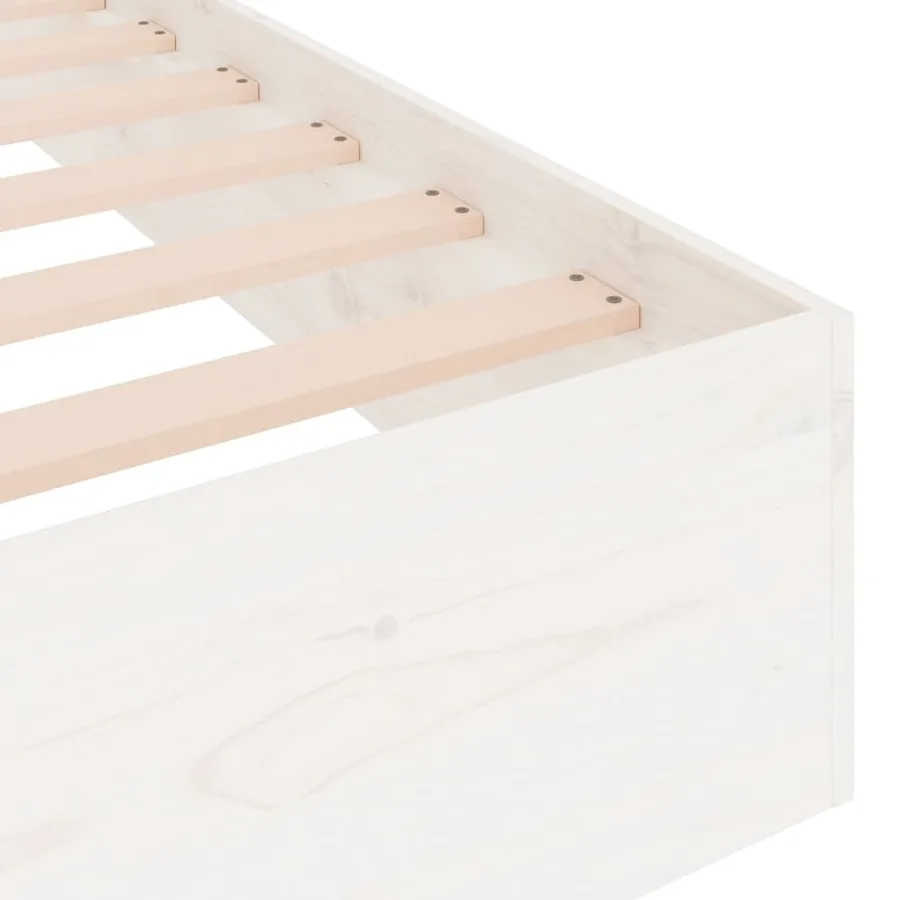 Cadre de lit sans matelas blanc bois massif 90x190 cm - 7