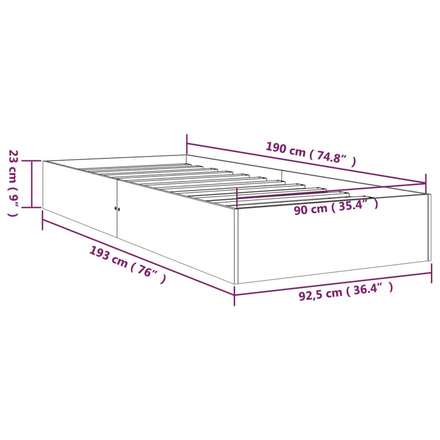 Cadre de lit sans matelas blanc bois massif 90x190 cm - 9