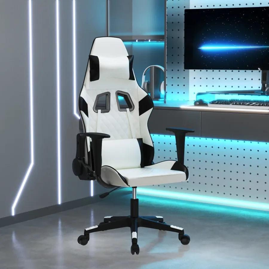 Chaise de jeu de massage Blanc et noir Similicuir